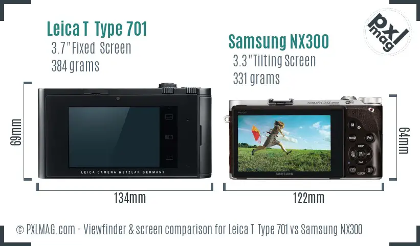 Leica T  Type 701 vs Samsung NX300 Screen and Viewfinder comparison