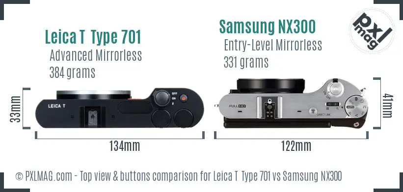 Leica T  Type 701 vs Samsung NX300 top view buttons comparison