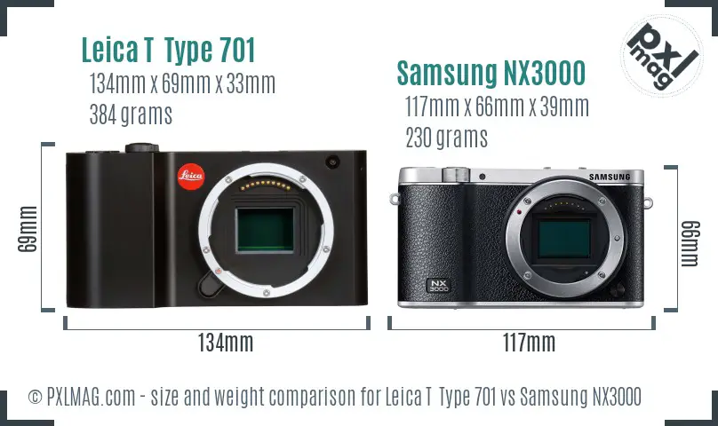 Leica T  Type 701 vs Samsung NX3000 size comparison