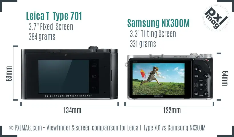 Leica T  Type 701 vs Samsung NX300M Screen and Viewfinder comparison