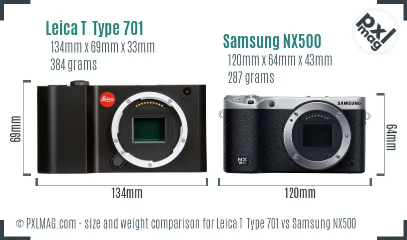 Leica T  Type 701 vs Samsung NX500 size comparison