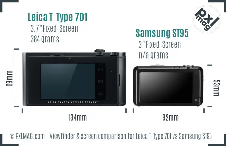 Leica T  Type 701 vs Samsung ST95 Screen and Viewfinder comparison