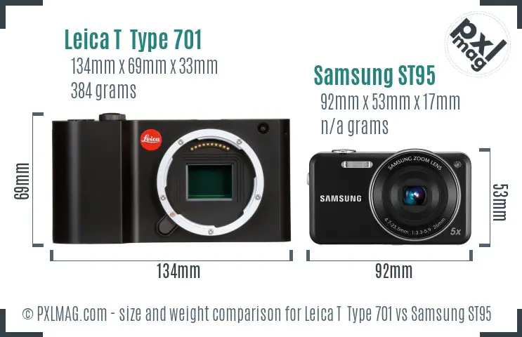 Leica T  Type 701 vs Samsung ST95 size comparison