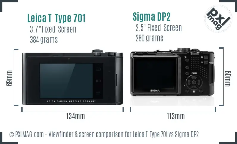 Leica T  Type 701 vs Sigma DP2 Screen and Viewfinder comparison