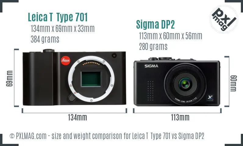 Leica T  Type 701 vs Sigma DP2 size comparison