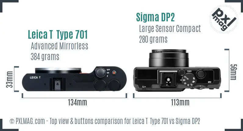Leica T  Type 701 vs Sigma DP2 top view buttons comparison