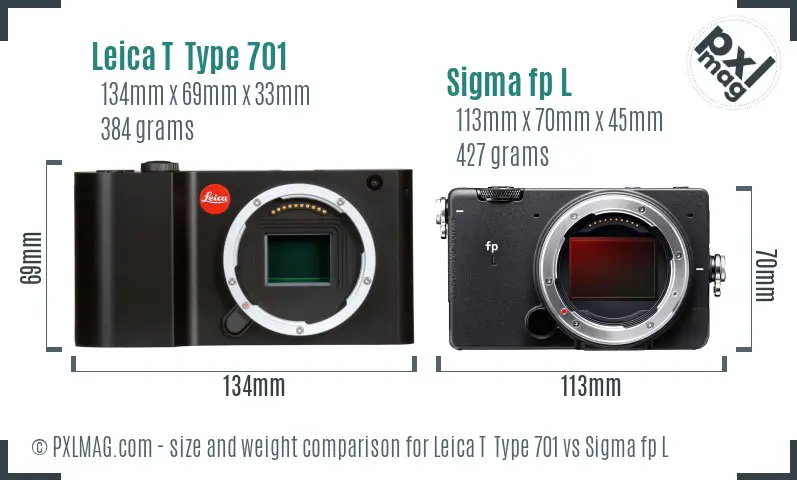 Leica T  Type 701 vs Sigma fp L size comparison