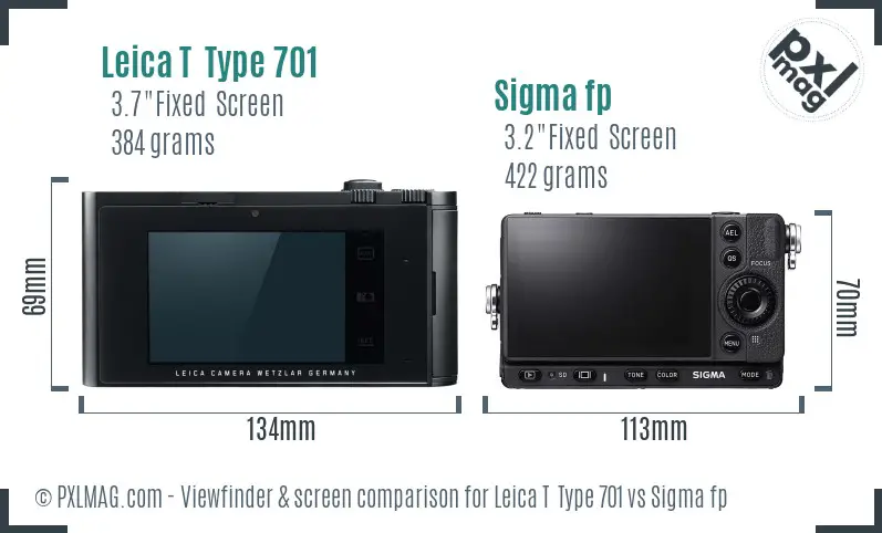 Leica T  Type 701 vs Sigma fp Screen and Viewfinder comparison