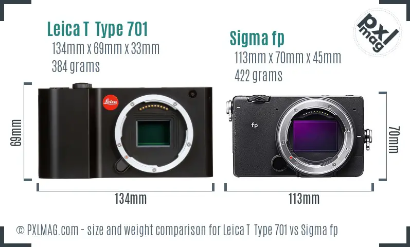 Leica T  Type 701 vs Sigma fp size comparison