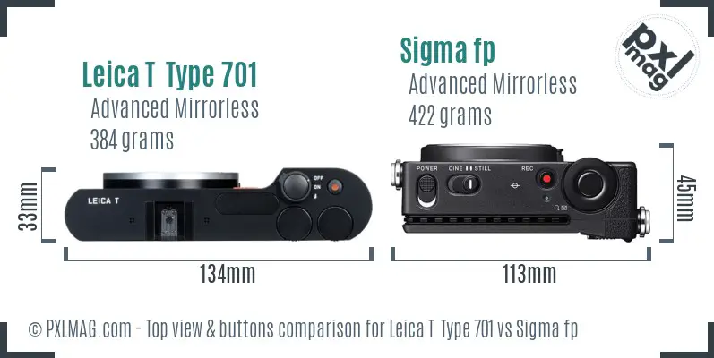 Leica T  Type 701 vs Sigma fp top view buttons comparison