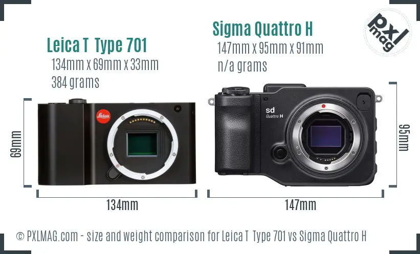 Leica T  Type 701 vs Sigma Quattro H size comparison