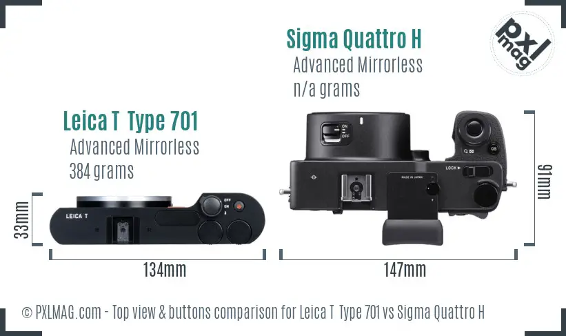 Leica T  Type 701 vs Sigma Quattro H top view buttons comparison