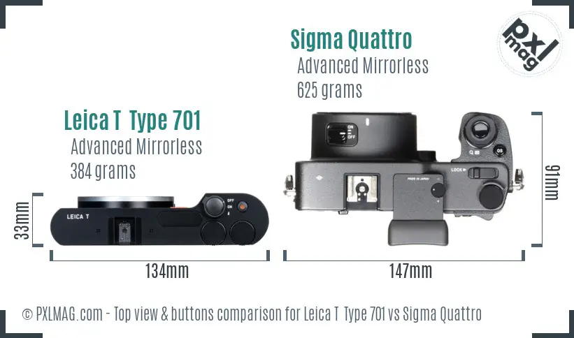 Leica T Type 701 vs Sigma Quattro top view buttons comparison Leica T Type 701 vs Sigma Quattro top view buttons comparison