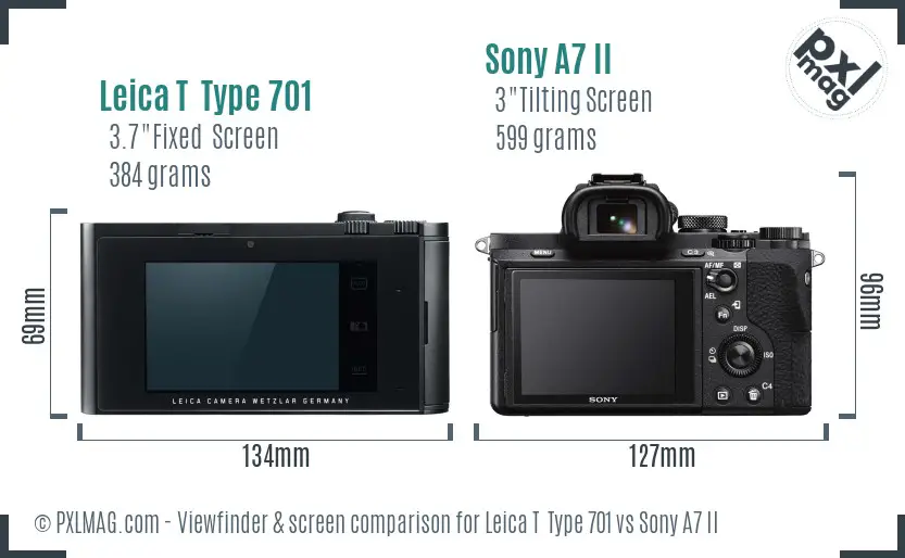 Leica T  Type 701 vs Sony A7 II Screen and Viewfinder comparison