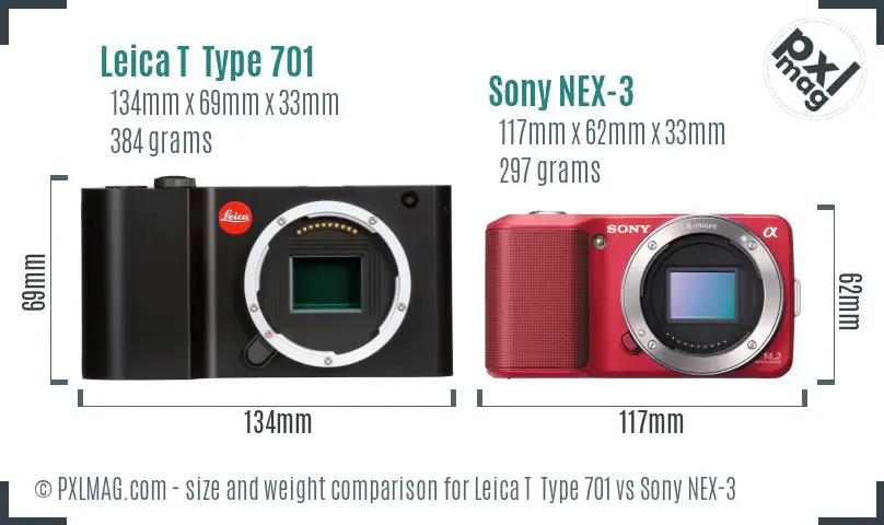 Leica T  Type 701 vs Sony NEX-3 size comparison