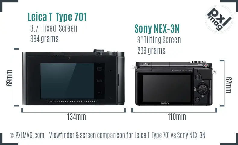 Leica T  Type 701 vs Sony NEX-3N Screen and Viewfinder comparison