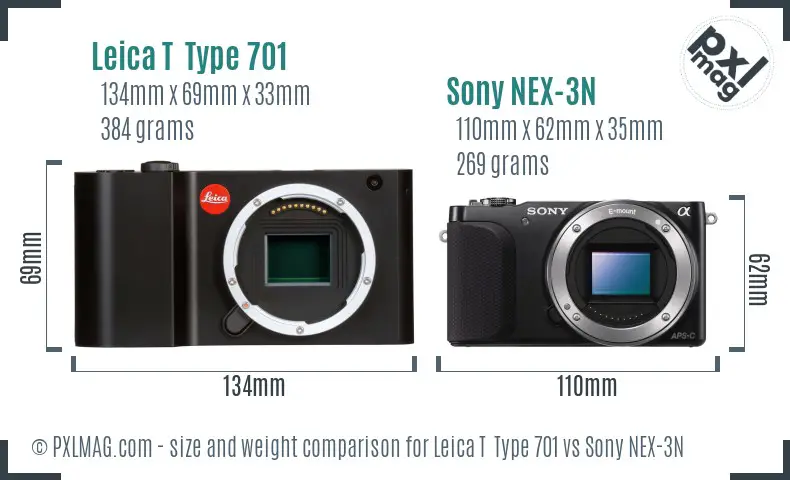 Leica T  Type 701 vs Sony NEX-3N size comparison
