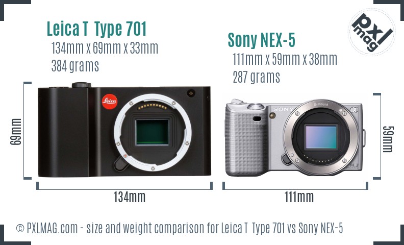 Leica T  Type 701 vs Sony NEX-5 size comparison