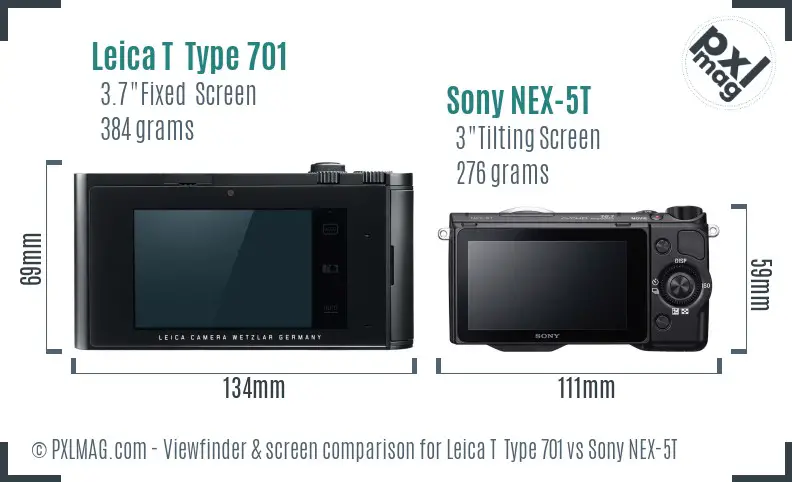 Leica T  Type 701 vs Sony NEX-5T Screen and Viewfinder comparison