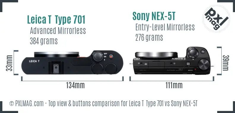 Leica T  Type 701 vs Sony NEX-5T top view buttons comparison