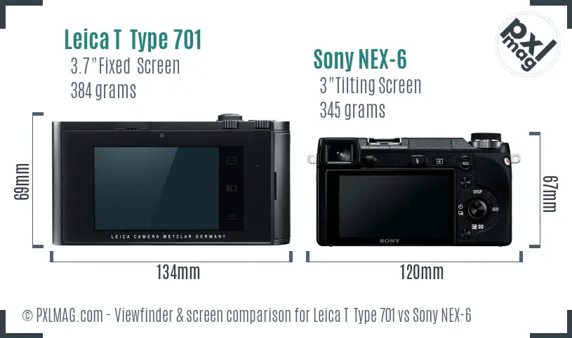 Leica T  Type 701 vs Sony NEX-6 Screen and Viewfinder comparison