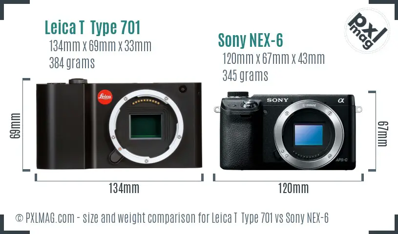 Leica T  Type 701 vs Sony NEX-6 size comparison