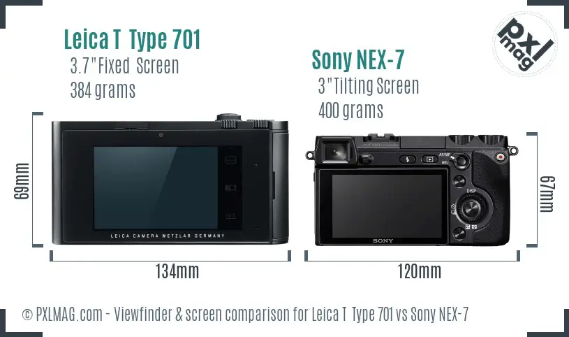Leica T  Type 701 vs Sony NEX-7 Screen and Viewfinder comparison