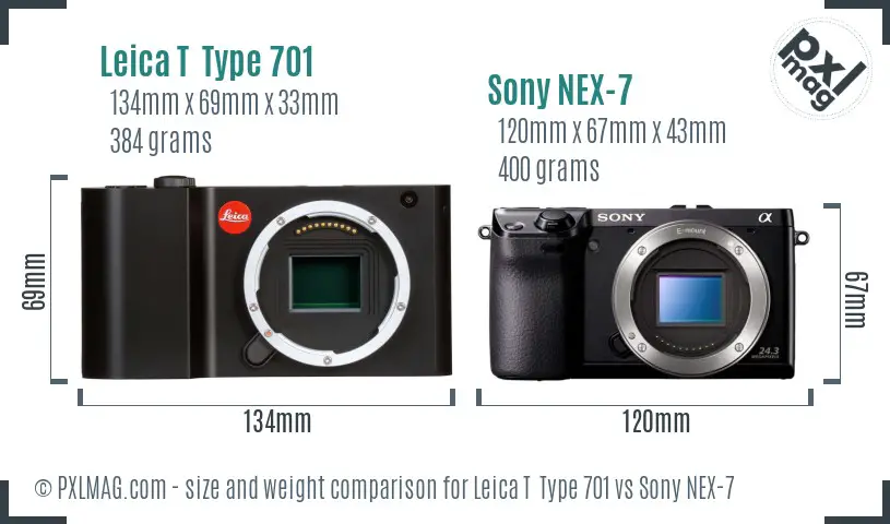 Leica T  Type 701 vs Sony NEX-7 size comparison