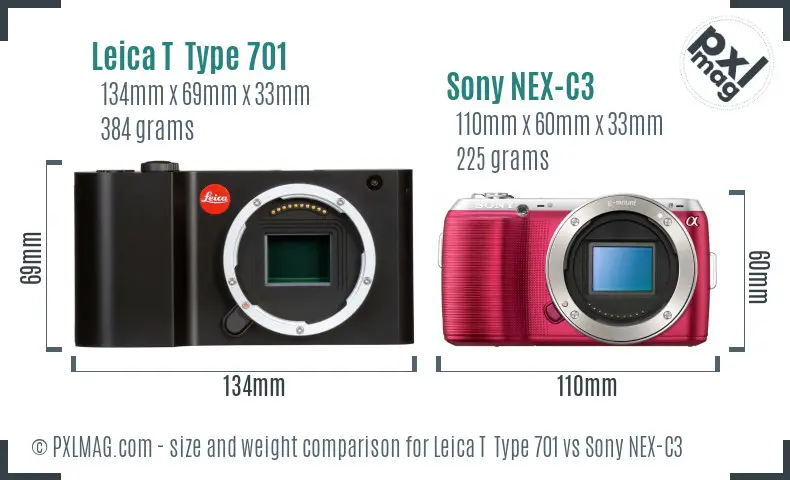 Leica T  Type 701 vs Sony NEX-C3 size comparison