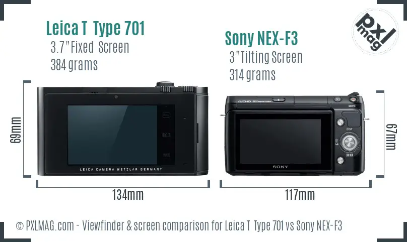 Leica T  Type 701 vs Sony NEX-F3 Screen and Viewfinder comparison