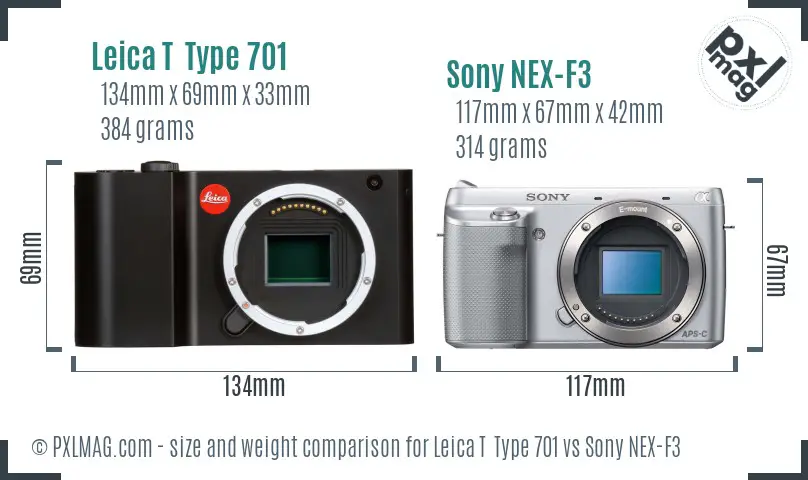 Leica T  Type 701 vs Sony NEX-F3 size comparison