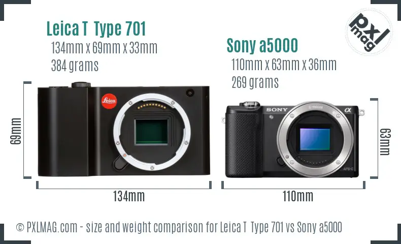 Leica T Type 701 vs Sony a5000 size comparison Leica T Type 701 vs Sony a5000 size comparison