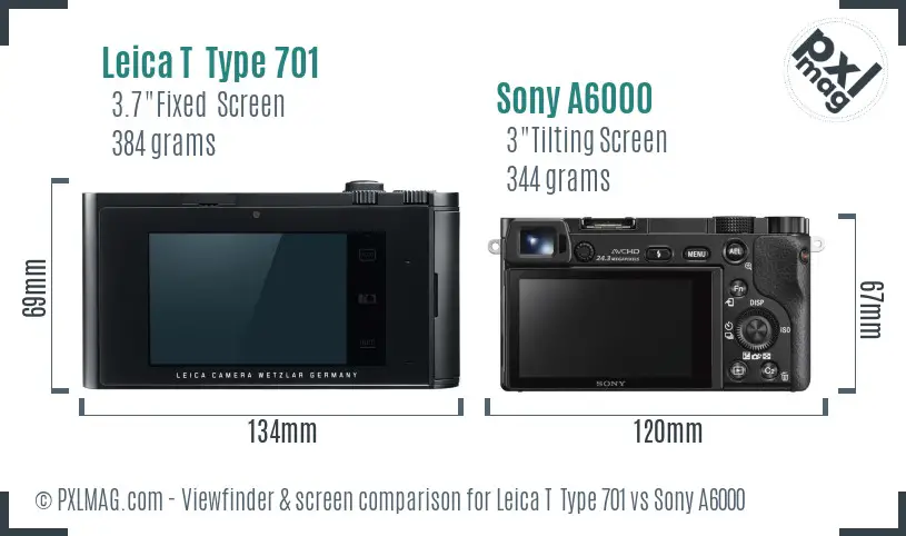 Leica T  Type 701 vs Sony A6000 Screen and Viewfinder comparison