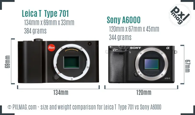 Leica T  Type 701 vs Sony A6000 size comparison