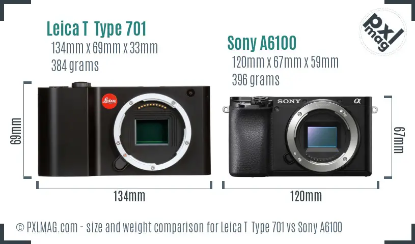 Leica T  Type 701 vs Sony A6100 size comparison