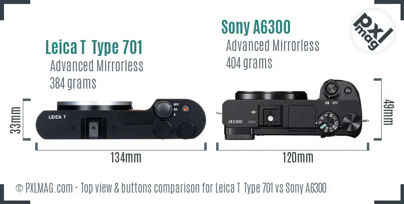 Leica T  Type 701 vs Sony A6300 top view buttons comparison