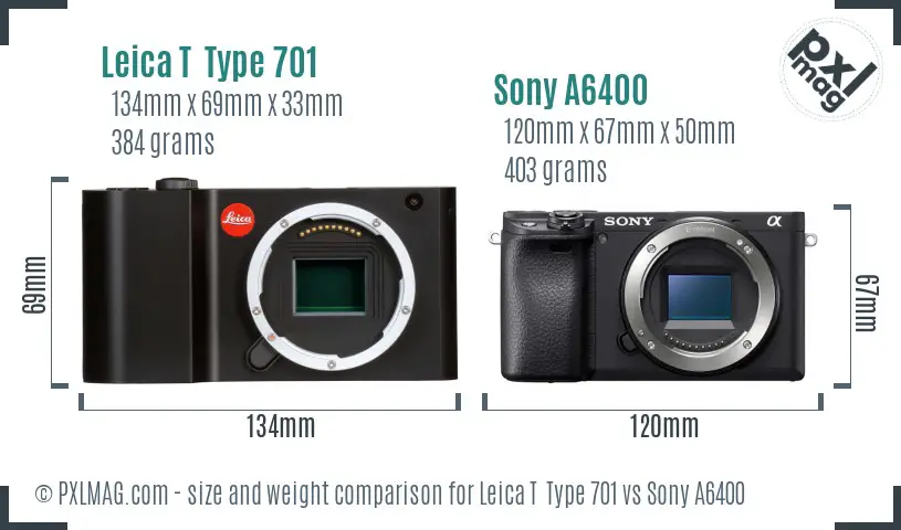 Leica T  Type 701 vs Sony A6400 size comparison