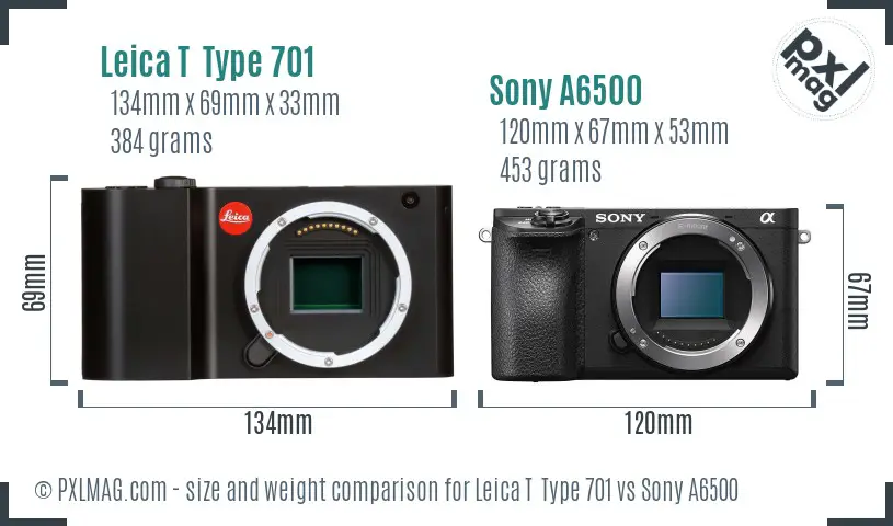 Leica T Type 701 vs Sony A6500 size comparison Leica T Type 701 vs Sony A6500 size comparison