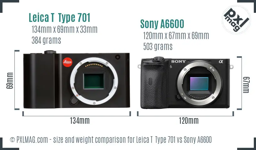 Leica T  Type 701 vs Sony A6600 size comparison
