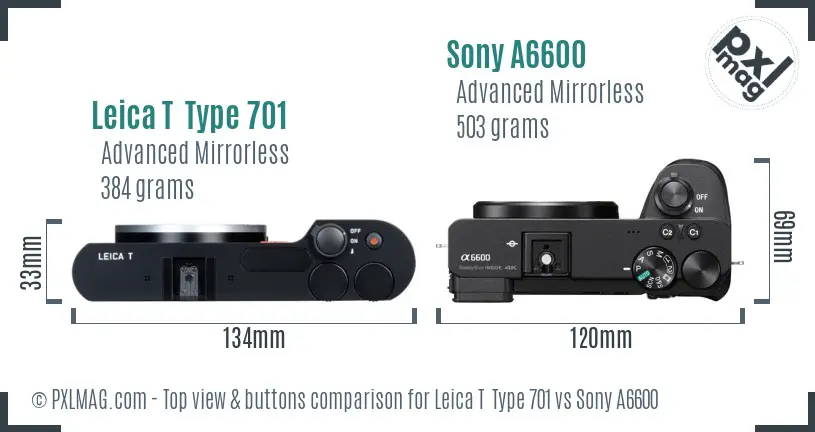 Leica T  Type 701 vs Sony A6600 top view buttons comparison