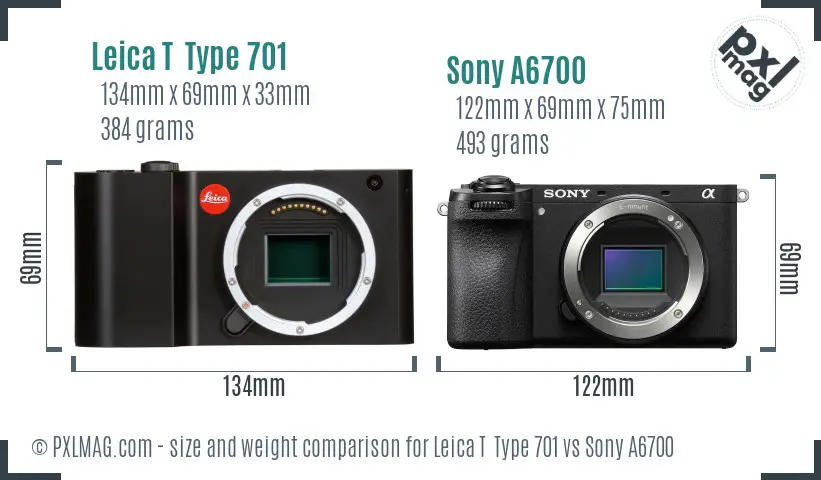 Leica T  Type 701 vs Sony A6700 size comparison
