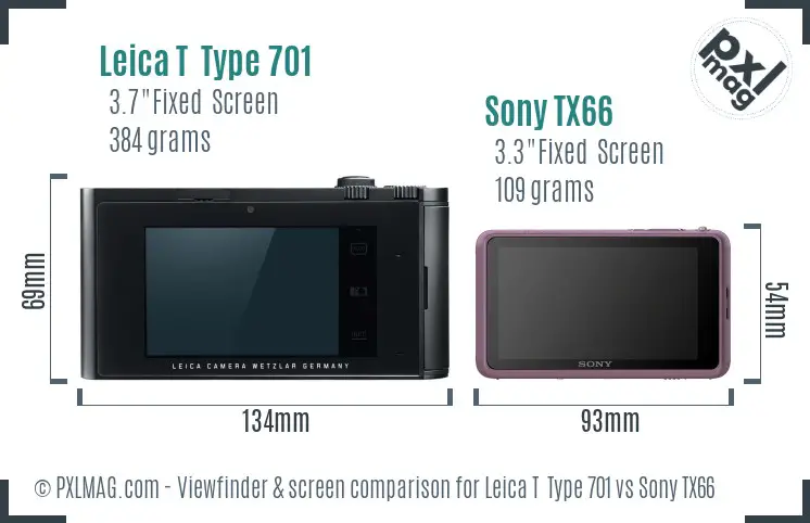 Leica T  Type 701 vs Sony TX66 Screen and Viewfinder comparison