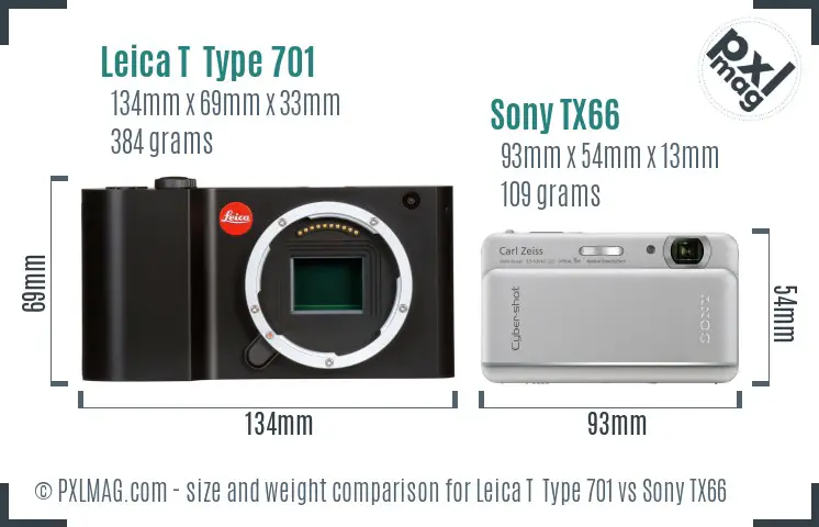 Leica T  Type 701 vs Sony TX66 size comparison