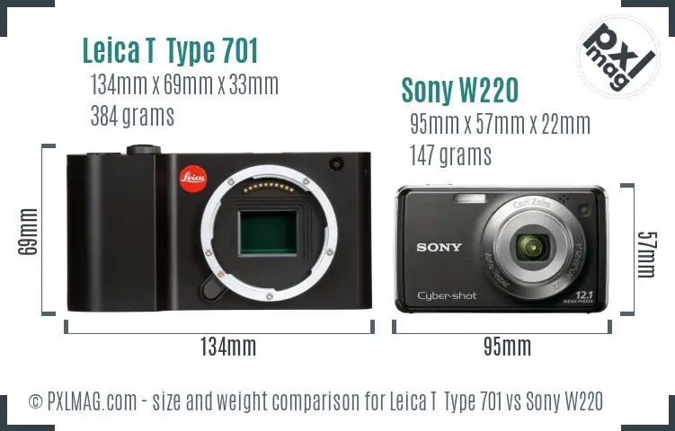 Leica T  Type 701 vs Sony W220 size comparison