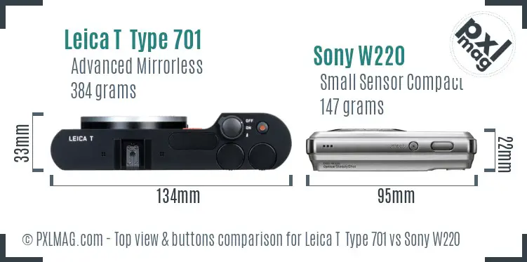 Leica T  Type 701 vs Sony W220 top view buttons comparison