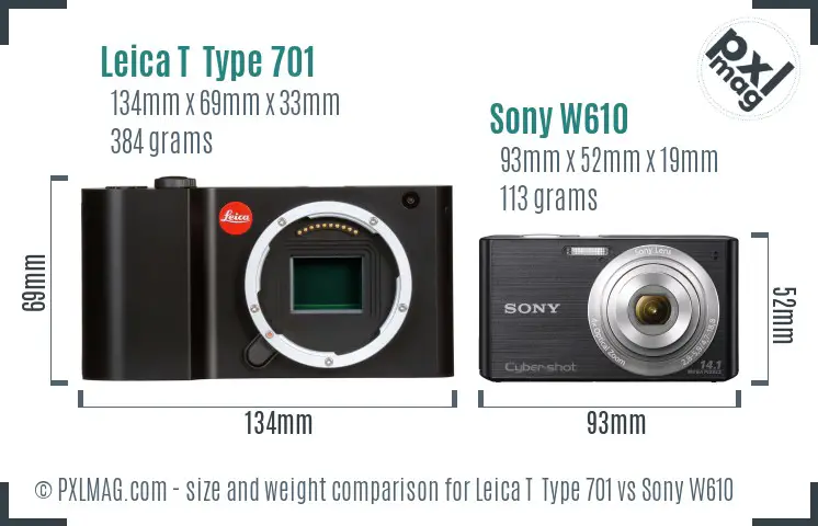 Leica T  Type 701 vs Sony W610 size comparison