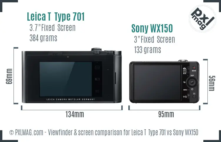 Leica T  Type 701 vs Sony WX150 Screen and Viewfinder comparison