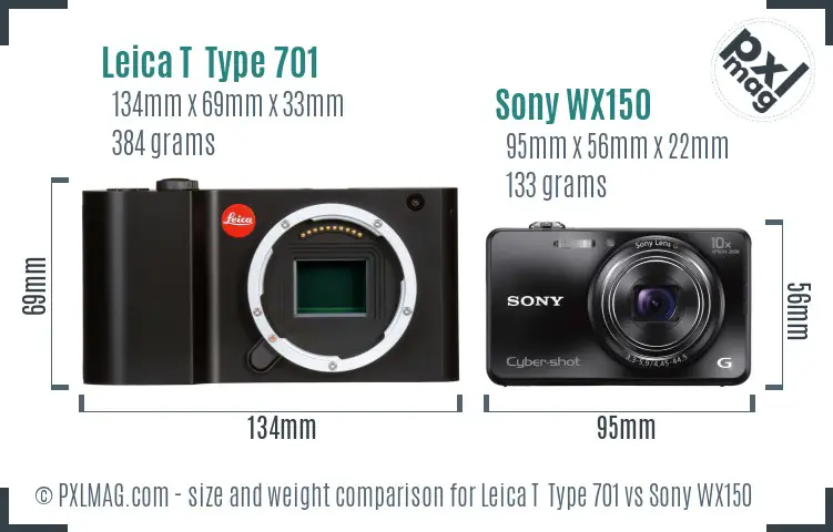 Leica T  Type 701 vs Sony WX150 size comparison