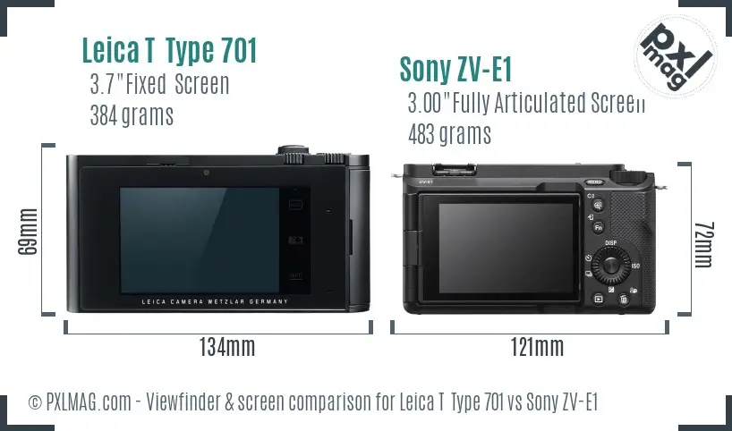 Leica T  Type 701 vs Sony ZV-E1 Screen and Viewfinder comparison