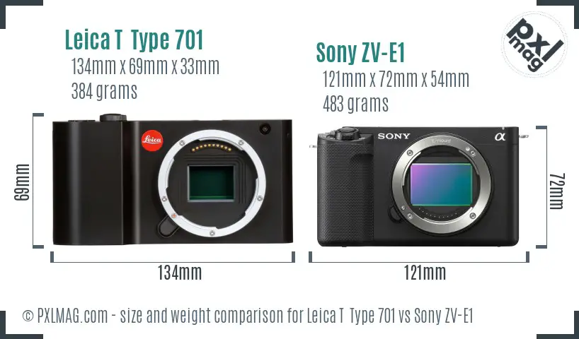 Leica T  Type 701 vs Sony ZV-E1 size comparison